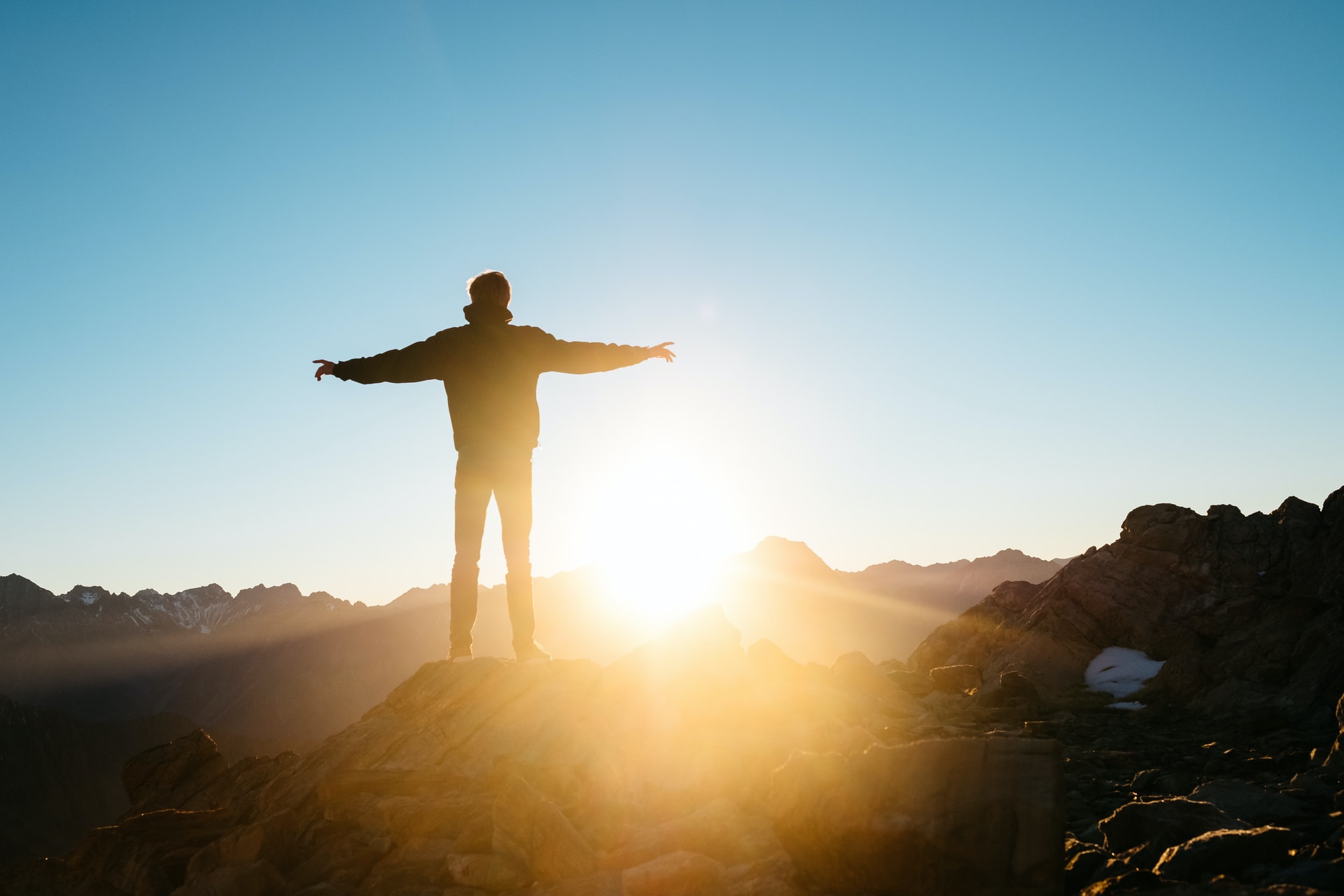 standing on mountain