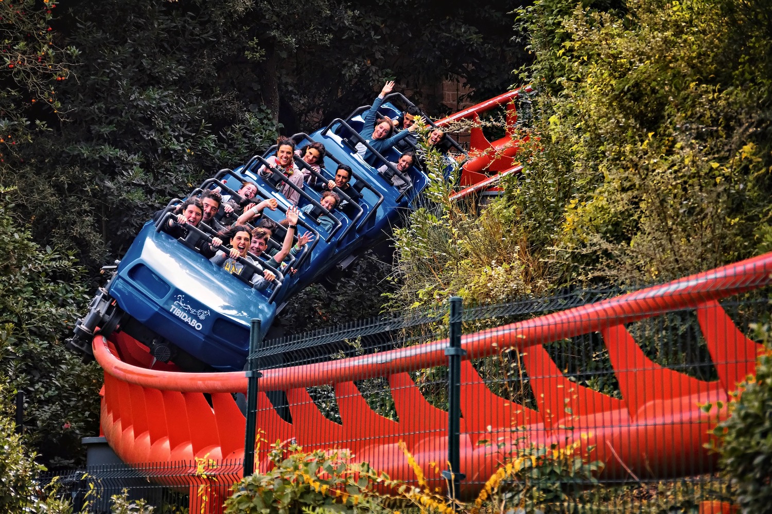 roller coaster image edited with perfectly clear, amusement park photography system