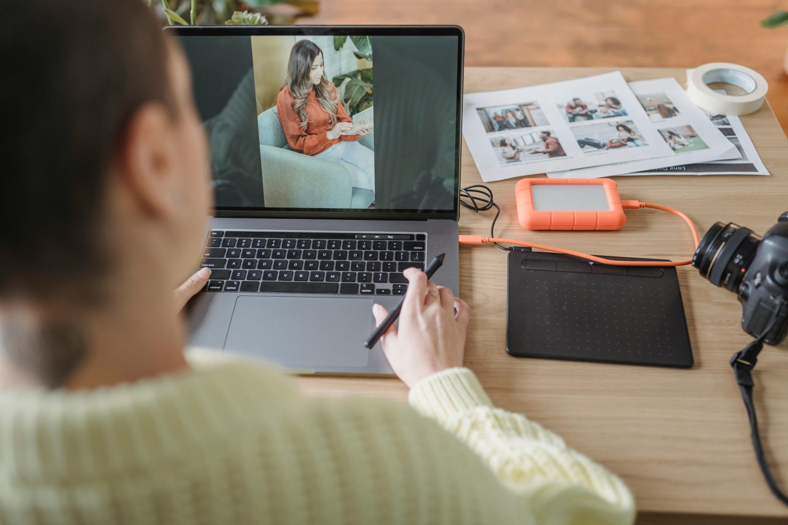 Person editing photo